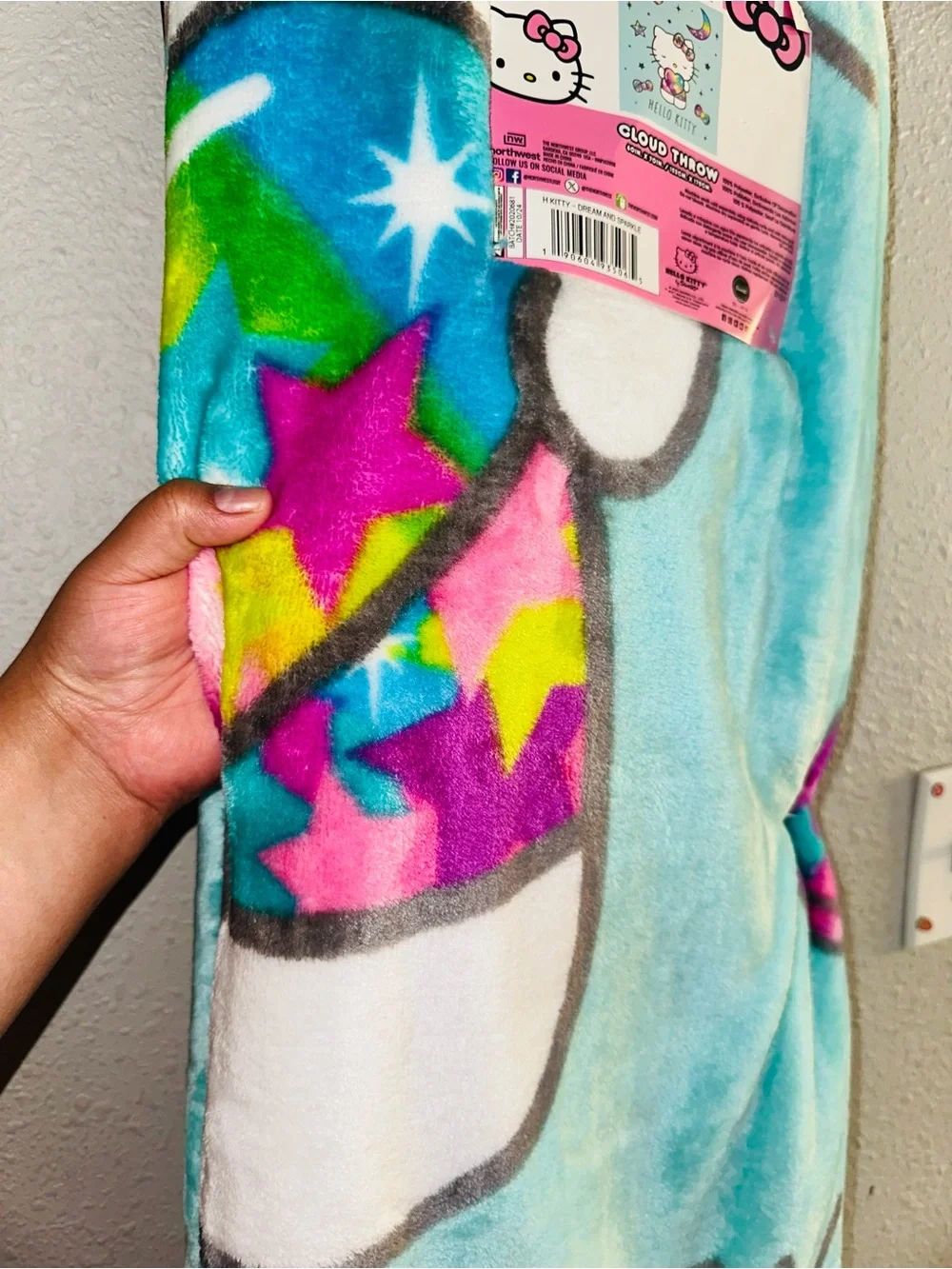 Hello Kitty Cloud Throw Blanket - Pink & Aqua
